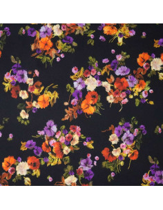 Crep Lycra Negro Flor Otoñal: La Naturaleza en un solo Tejido 2