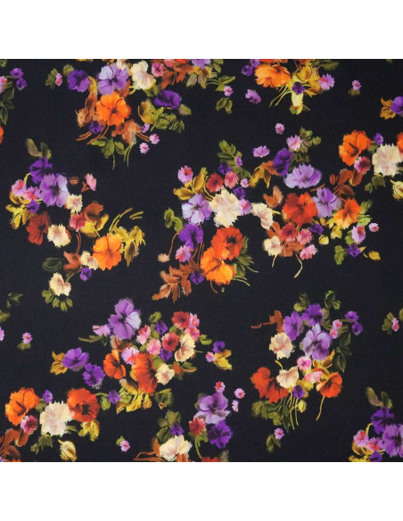 Crep Lycra Negro Flor Otoñal: La Naturaleza en un solo Tejido - Imagen 2