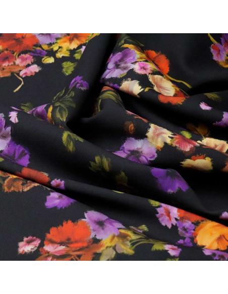 Crep Lycra Negro Flor Otoñal: La Naturaleza en un solo Tejido - Imagen 4