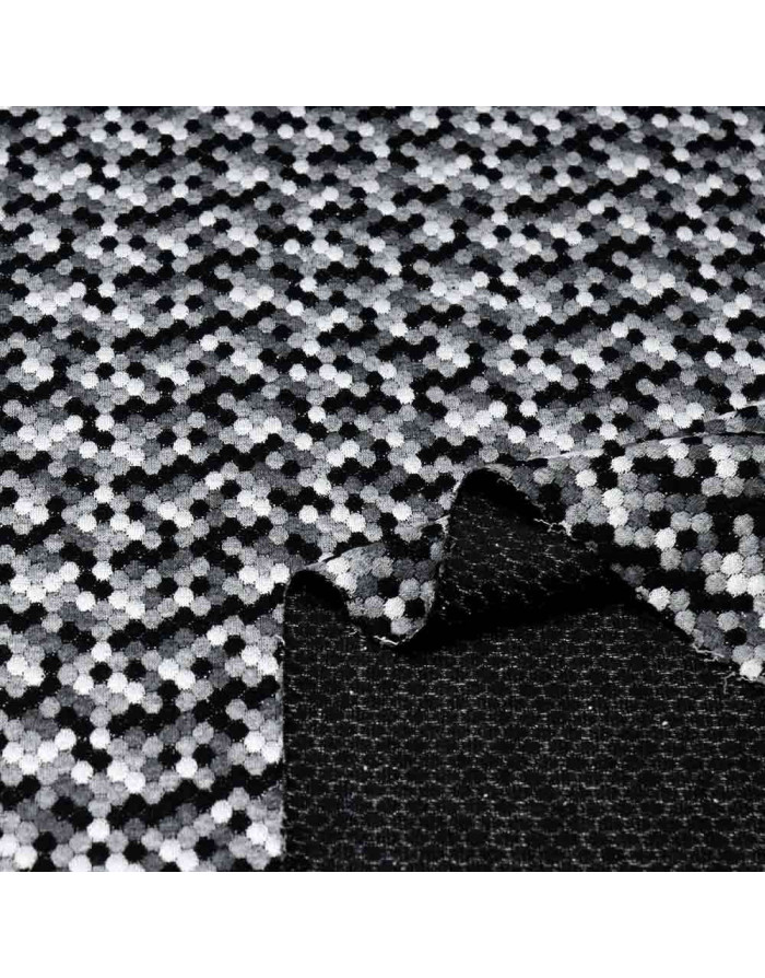 Punto Lana Blanco Negro Panal: Elegancia en Telas de Moda