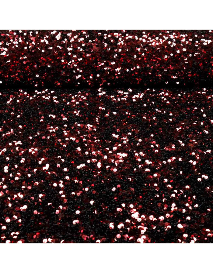 Lentejuela Burdeos sobre Terciopelo Negro: Elegancia en Telas - Imagen 1