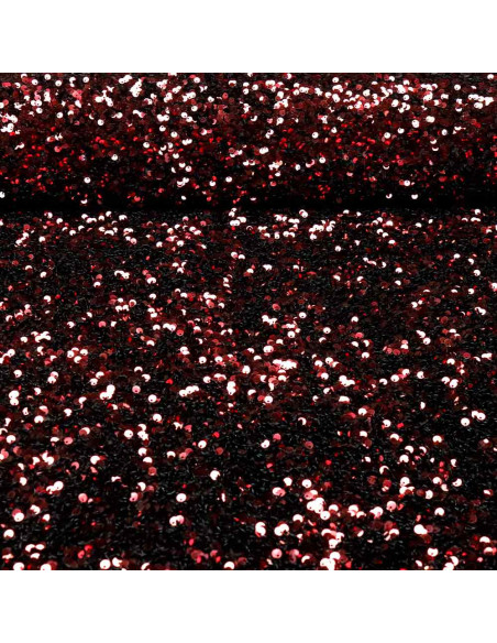 Lentejuela Burdeos sobre Terciopelo Negro: Elegancia en Telas - Imagen 1