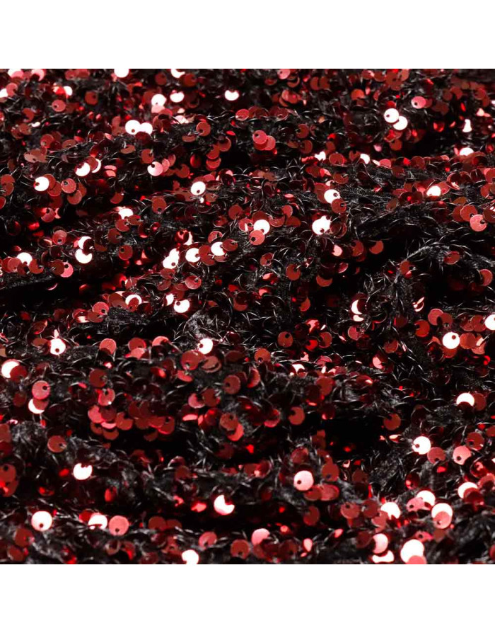 Lentejuela Burdeos sobre Terciopelo Negro: Elegancia en Telas - Imagen 2