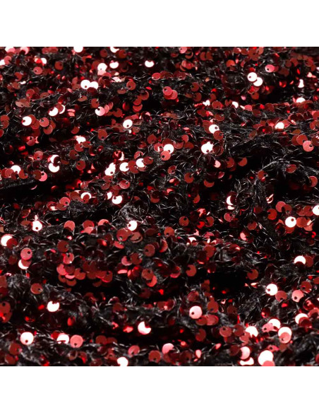 Lentejuela Burdeos sobre Terciopelo Negro: Elegancia en Telas - Imagen 2