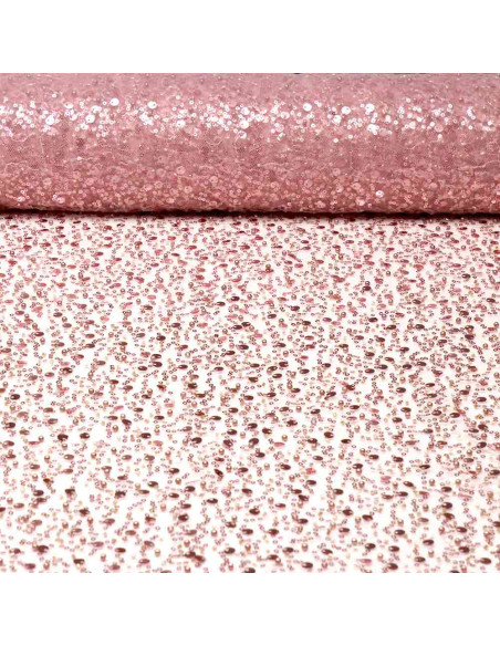 Tela de Lentejuelas -Tul Pedrería Rosa Lentejuelas - Telas