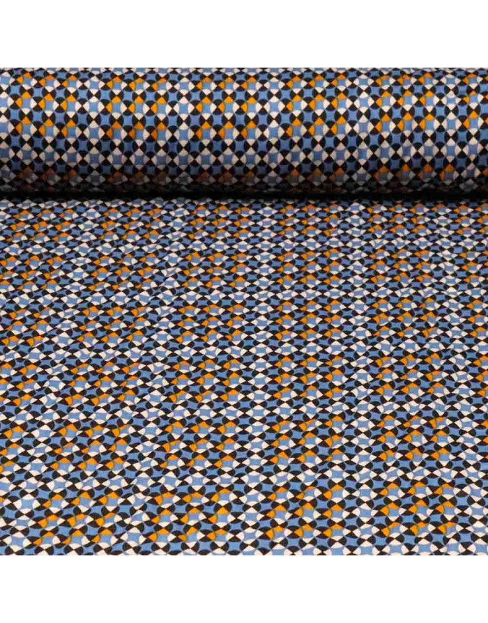 Viscosa Estampada Azul Mosaico | Telas Estampadas - Imagen 1