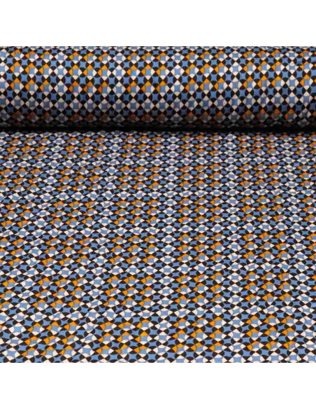 Viscosa Estampada Azul Mosaico | Telas Estampadas - Imagen 1
