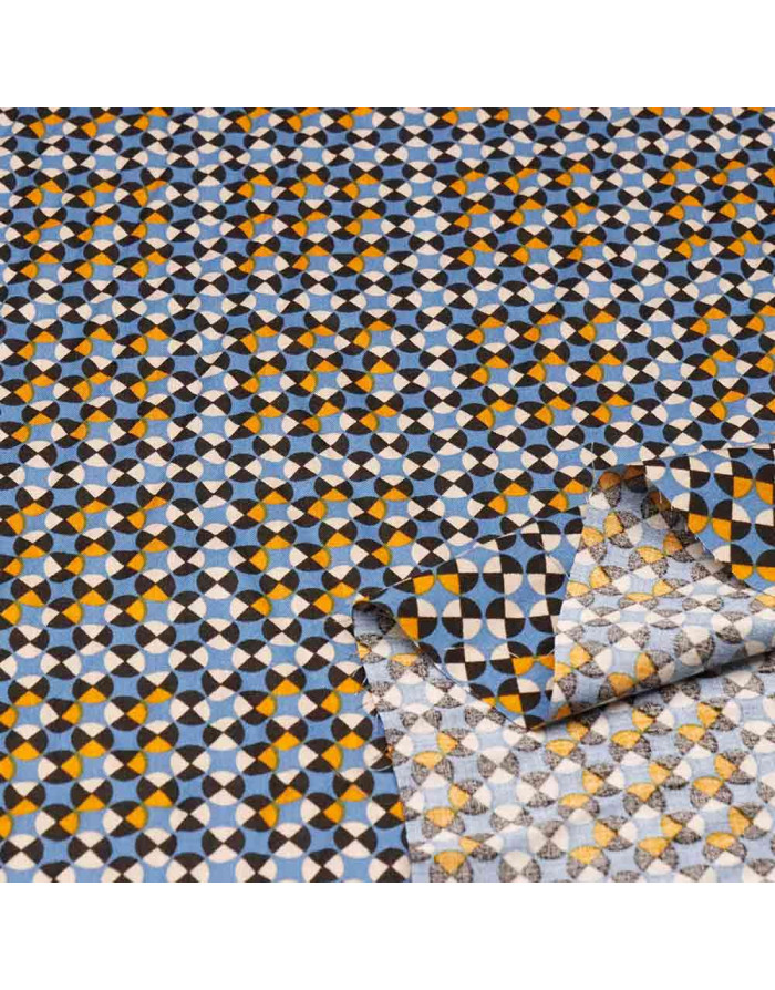 Viscosa Estampada Azul Mosaico | Telas Estampadas - Imagen 2
