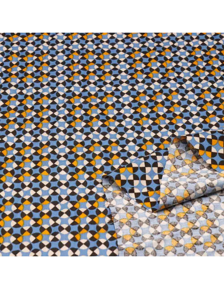 Viscosa Estampada Azul Mosaico | Telas Estampadas - Imagen 2