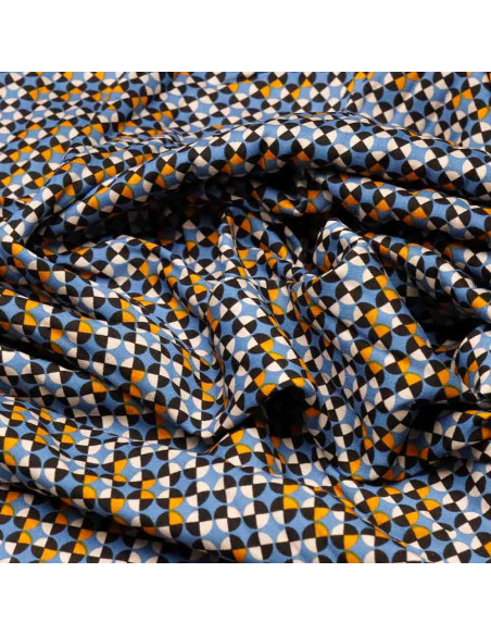 Viscosa Estampada Azul Mosaico | Telas Estampadas - Imagen 3