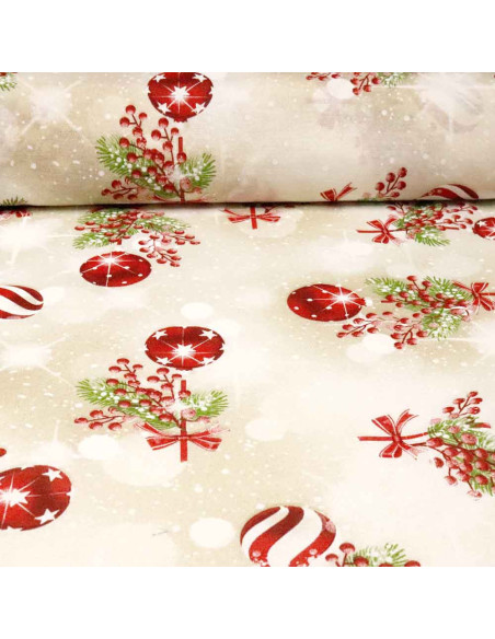 Loneta Navidad Bolas - Telas para Navidad - Telas Online