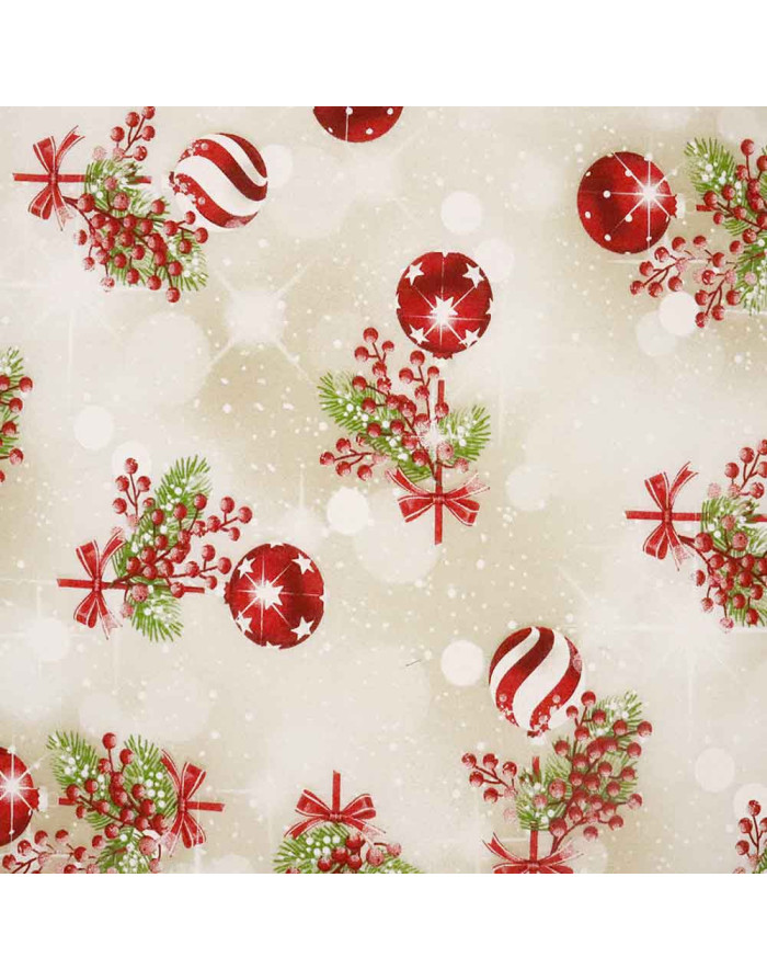 Loneta Navidad Bolas - Telas para Navidad - Telas Online