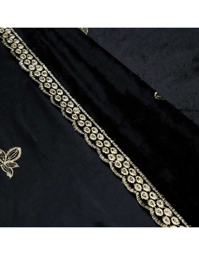 Terciopelo Bordado Forja Dorada | Telas de Terciopelo