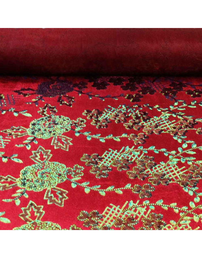 Terciopelo Lentejuelas Flor Cerezo: Elegancia en un Solo Tejido - Imagen 1