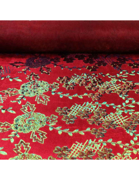 Terciopelo Lentejuelas Flor Cerezo: Elegancia en un Solo Tejido - Imagen 1