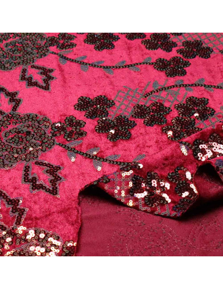 Terciopelo Lentejuelas Flor Cerezo: Elegancia en un Solo Tejido - Imagen 3