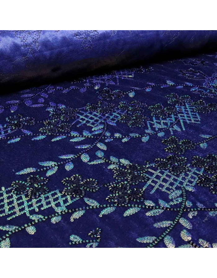 Terciopelo Lentejuelas Flor Cerezo: Elegancia en un Solo Tejido - Imagen 2