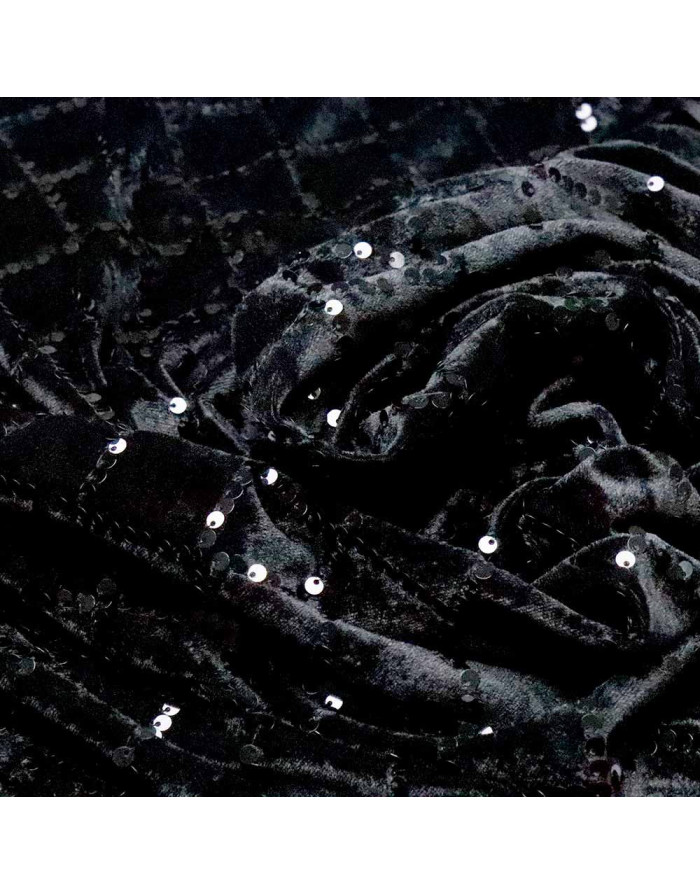 Lentejuelas Terciopelo Negra Rombos: Lentejuelas sobre Terciopelo