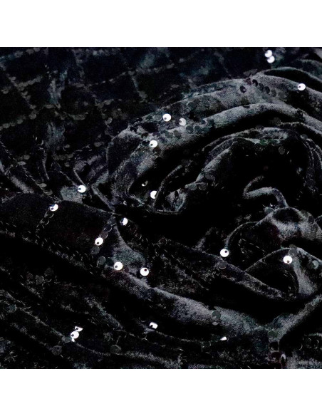 Lentejuelas Terciopelo Negra Rombos: Lentejuelas sobre Terciopelo