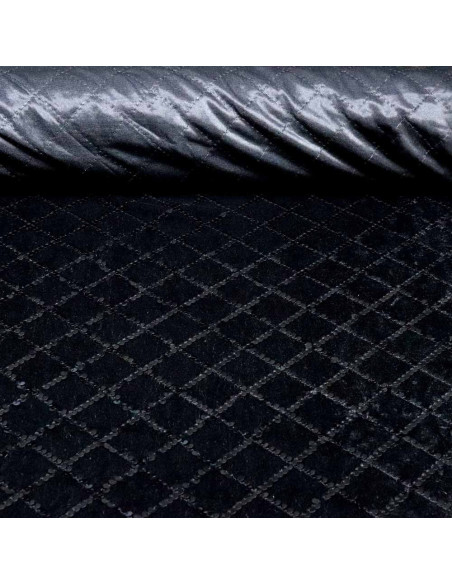 Lentejuelas Terciopelo Negra Rombos: Lentejuelas sobre Terciopelo