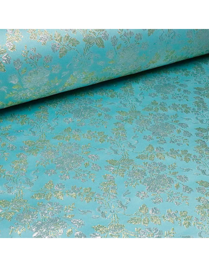 Brocado Turquesa Flor Capua: Tela para Decoración y Cofradias