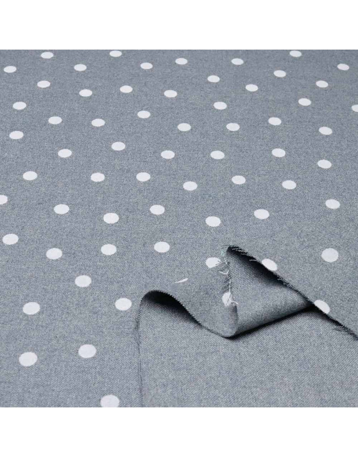 Paño Liso Gris con Lunares - Tela Infantil e Invernal Gris