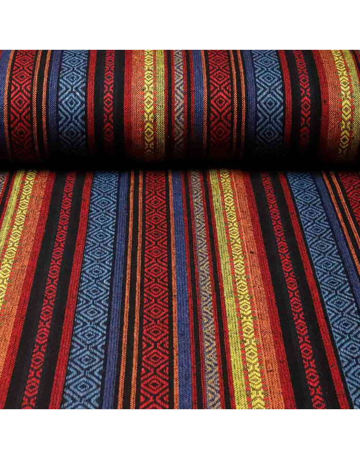 Tela Alpujarreña Rayas Azteca - Tradición en Tus Manos - Imagen 1