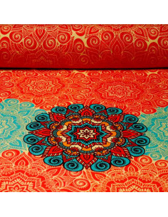 Tela Carnaval Mandala Coral - Tela para Disfraces
