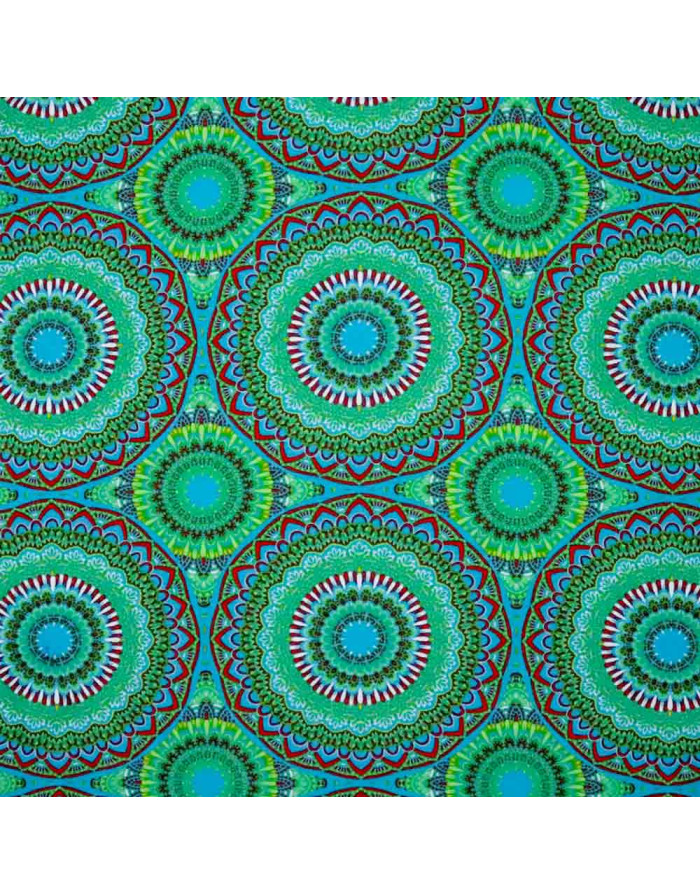 Tela Carnaval Mandala Verde - Telas de Carnaval en Ofertas