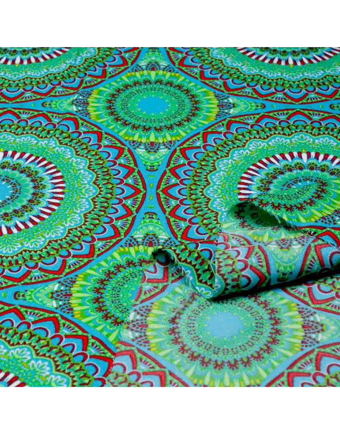 Tela Carnaval Mandala Verde - Telas de Carnaval en Ofertas