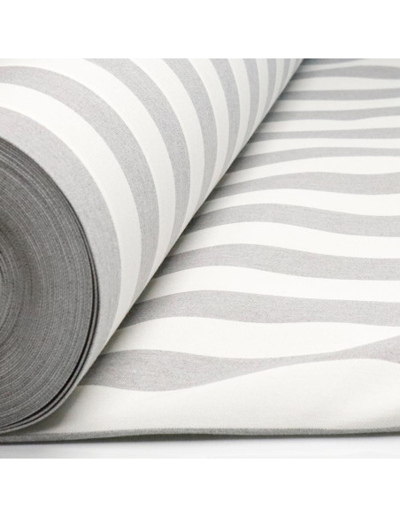 Toldo Rayas Gris Blanca Teflón - Lonas para Toldos - TelasOnline