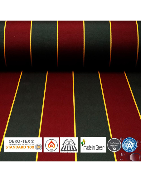 "Toldo Rayas Burdeos Verdes Teflón - Telas Para Toldos - Imagen 1