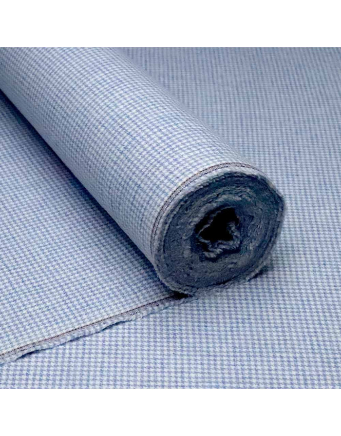 Tela Paño Pata Gallo Celeste - Telas para Abrigos | Telas Online - Imagen 3