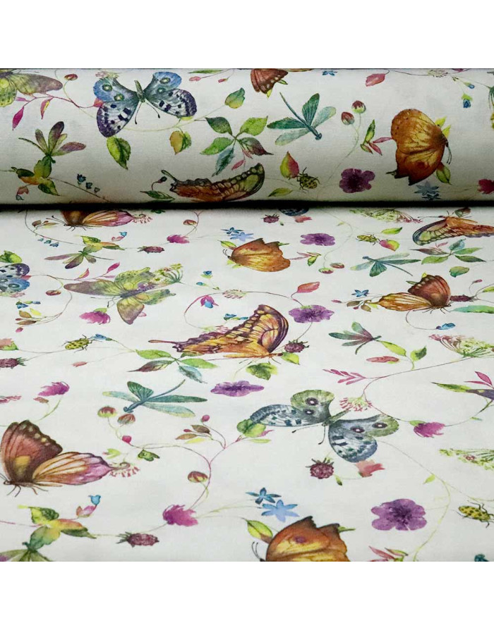 Tela Loneta Mariposa Cuya - Tela Para Cortinas y Tapizar