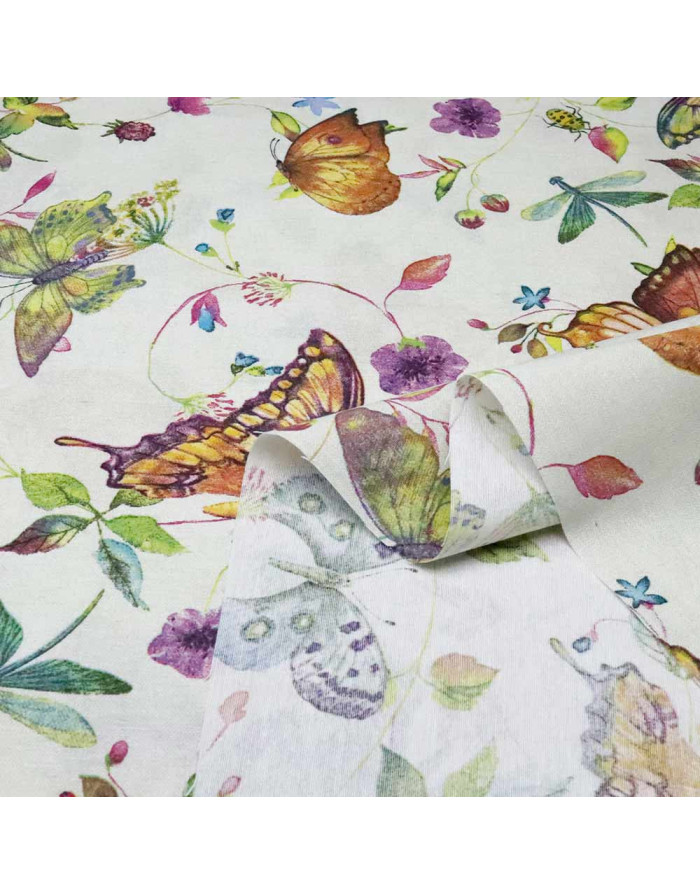 Tela Loneta Mariposa Cuya - Tela Para Cortinas y Tapizar