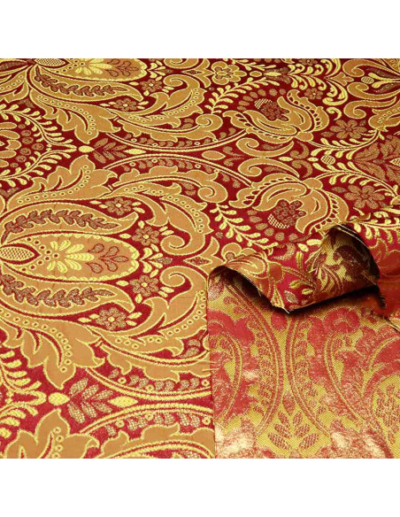 Brocado Burdeos Dorado Atalaya - Tela Brocada - Tela Cofrade - Imagen 2