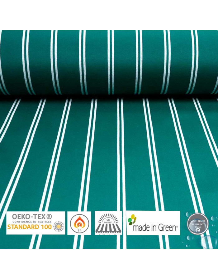 Lona Toldo Verde Rayas Blancas - Telas para Toldos - Toldos Verde