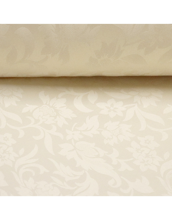 Damasco Beige Flor - Retal | Telas de Damasco en Rebajas - Imagen 1