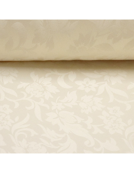 Damasco Beige Flor - Retal | Telas de Damasco en Rebajas - Imagen 1