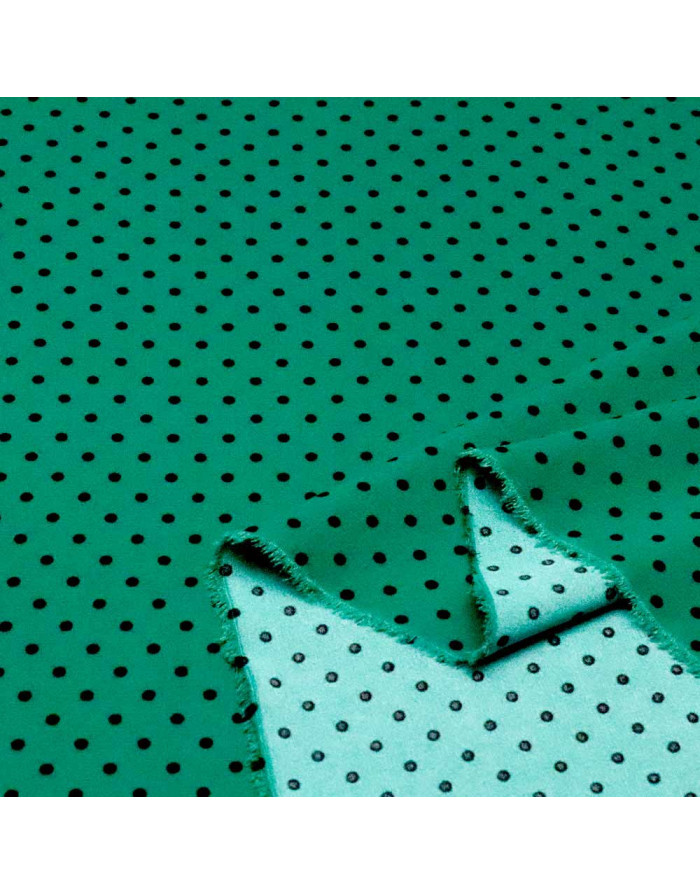 Crespón Verde Botella Lunar Negro Lycra | Tela Flamenca