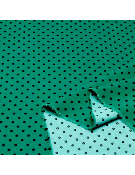Crespón Verde Botella Lunar Negro Lycra | Tela Flamenca Crespón Verde Botella Lunar Negro Lycra | Tela Flamenca
