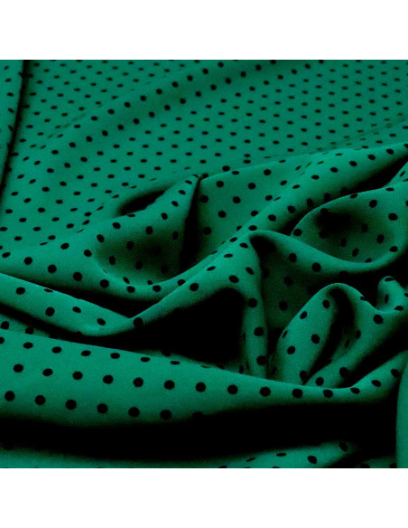 Crespón Verde Botella Lunar Negro Lycra | Tela Flamenca Crespón Verde Botella Lunar Negro Lycra | Tela Flamenca