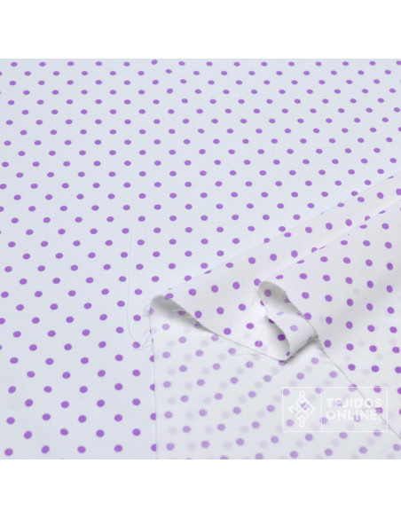 Crespón Blanco Lunar Malva Lycra | Lunares Malva - Imagen 2
