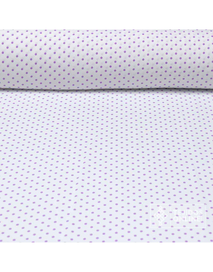 Crespón Blanco Lunar Malva Lycra | Lunares Malva - Imagen 1