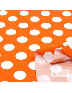 Popelín Naranja Lunar Blanco Big | Telas de Flamenca 2