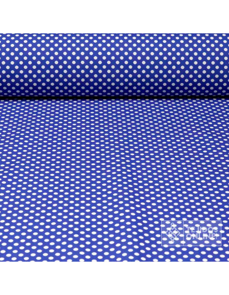 Tela de Popelín Azulino - Telas de Lunares - Telas para Flamenca - Imagen 1