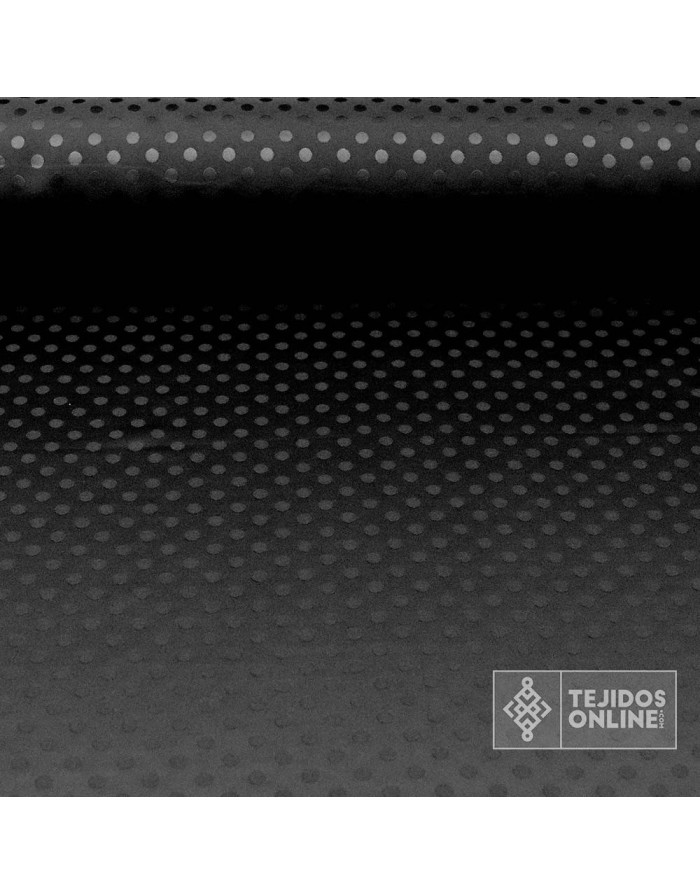 Satén Lycra Negro Lunar Lenteja | Telas de Flamena - Imagen 1