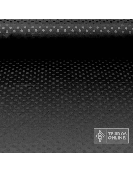 Satén Lycra Negro Lunar Lenteja | Telas de Flamena - Imagen 1