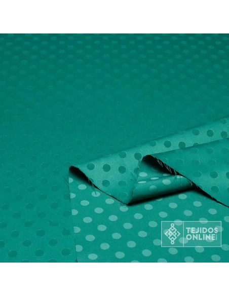 Satén Lycra Verde Lunar Lenteja- Telas de Lunares - Moda Flamenca Satén Lycra Verde Lunar Lenteja- Telas de Lunares - Moda Flamenca