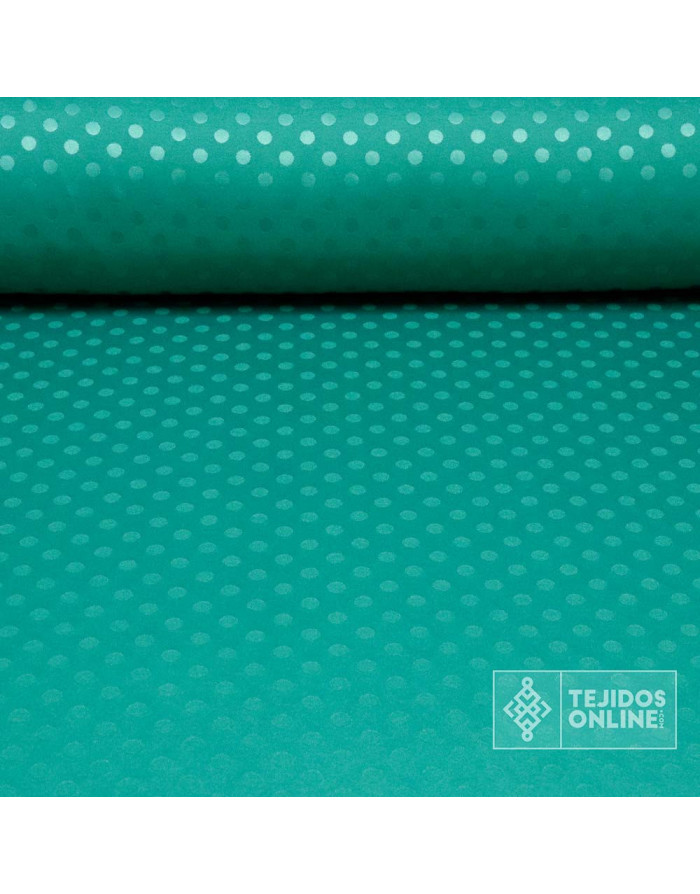 Satén Lycra Verde Lunar Lenteja- Telas de Lunares - Moda Flamenca